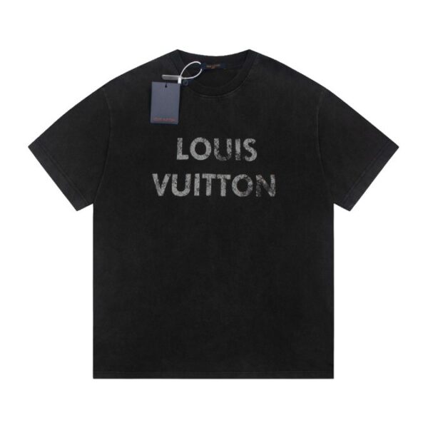 LV T-shirt Black Distressed Logo