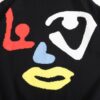 LV T-shirt Black Colorful Face