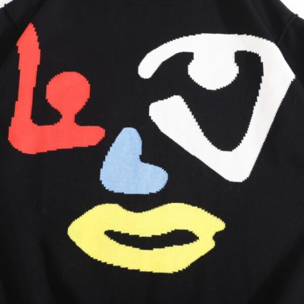 LV T-shirt Black Colorful Face