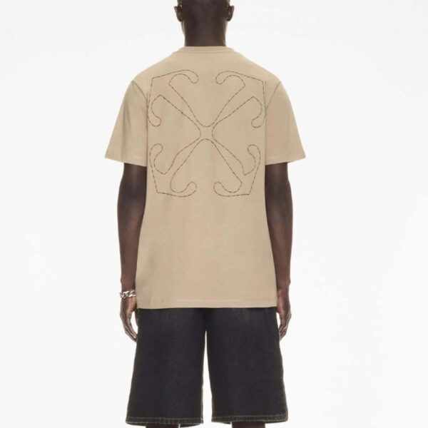 OFF-WHT T-shirt Embroidered Logo Print Brown