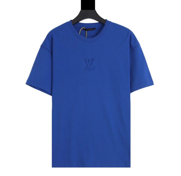 LV T-shirt Blue Embroidered Logo