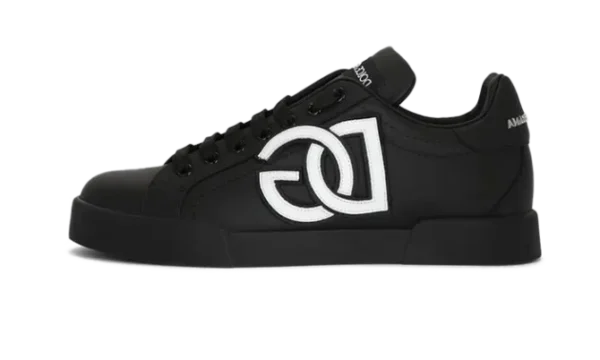 Calfskin Portofino sneakers with DG logo Black