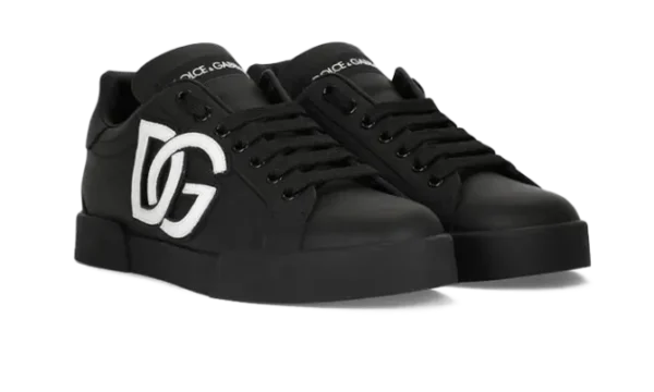 Calfskin Portofino sneakers with DG logo Black