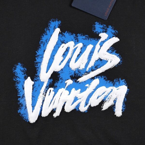 LV T-shirt Blue Graffiti Black Logo