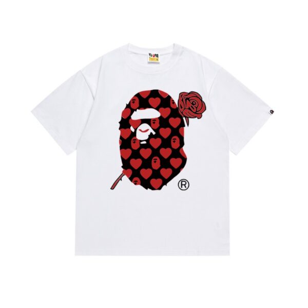 BP T-shirt Heart Ape Head Rose White